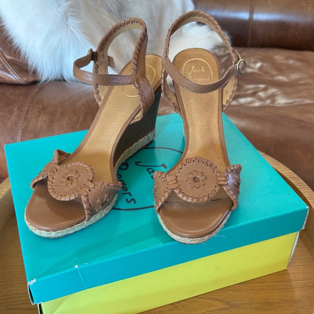 Jack Rogers Tan Wedge Sandals